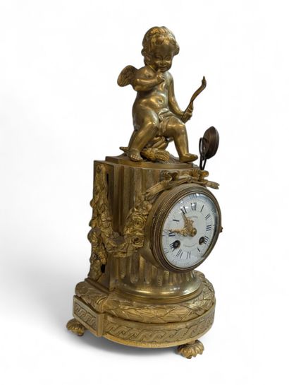Boundary clock in chased and patinated gilt...
