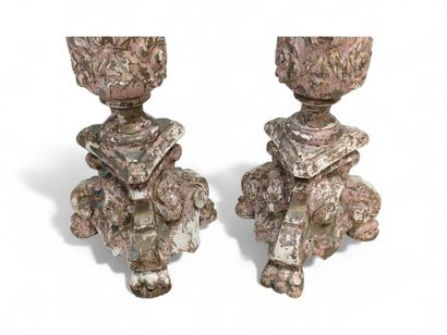 Pair of carved and gilded wood piccierges,...