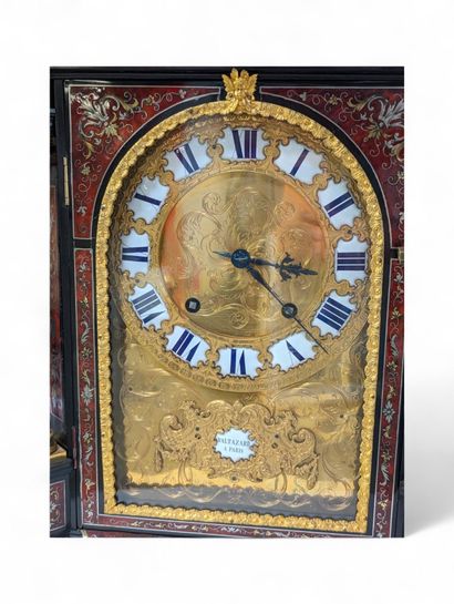 Large Boulle marquetry cartel, flanked by...
