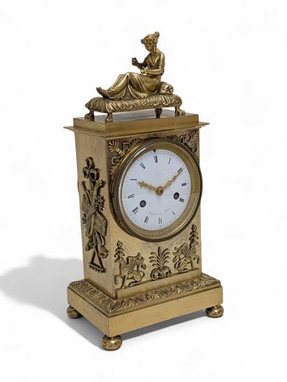 Bollard clock in chased and gilded bronze....
