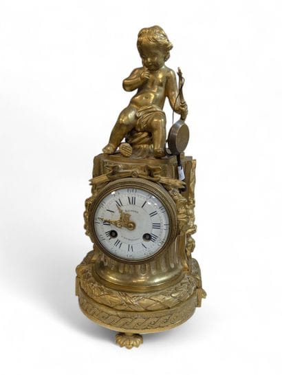 Boundary clock in chased and patinated gilt...