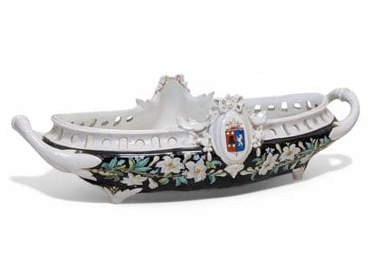 A large polychrome porcelain jardinière with...