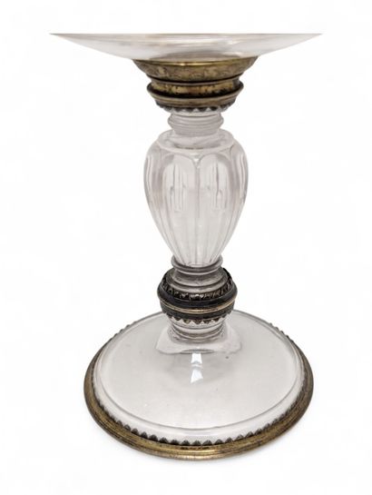 Cut and engraved rock crystal bowl, mounted...
