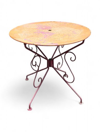Table de jardin ronde en fer forgé laqué...