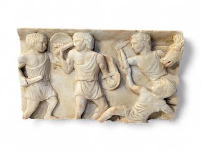 Bas-relief en albâtre sculpté figurant une...