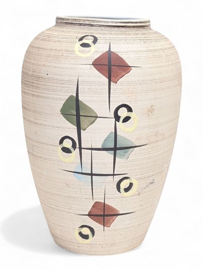 Vase globulaire en céramique granitée à décor...