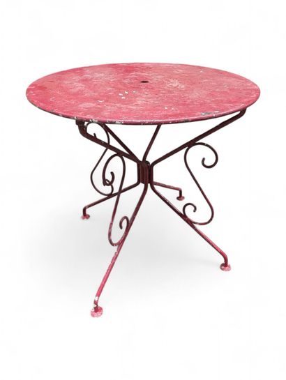 Table de jardin ronde en fer forgé laqué...