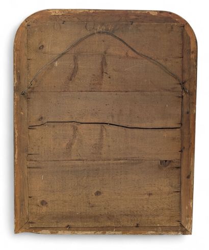 Miroir à anse de panier en bois stuqué et...