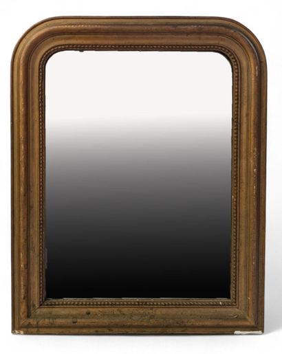 Miroir à anse de panier en bois stuqué et...