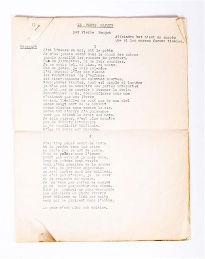Tapuscrit de Pierre BOUJUT (poéte charentais)
Le...