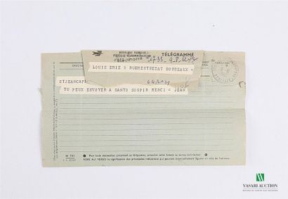 Télégramme tamponné du 9 août 1962 par la...