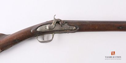 Fusil de chasse mono canon, platine à silex...