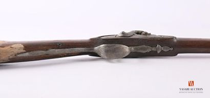 Fusil de chasse mono canon, platine à silex...