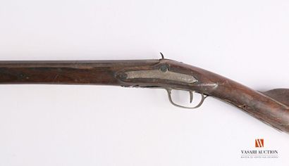 Fusil de chasse mono canon, platine à silex...