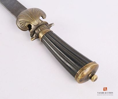 Couteau de vénerie, poignée bois strié, pommeau...