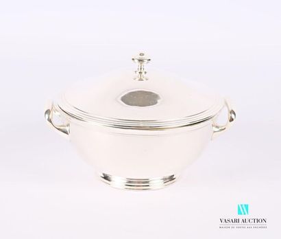 Small round covered vegetable dish in silvery...