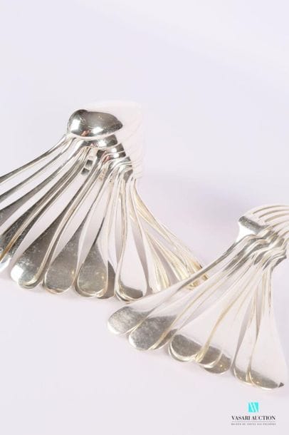 Silver plated metal set, single flat model,...