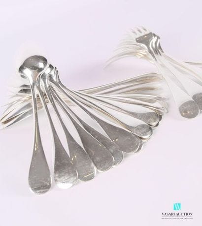 Silver plated metal set, single flat model,...
