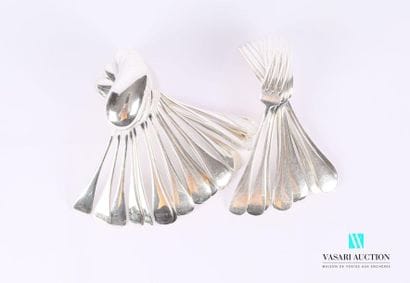 Silver plated metal set, single flat model,...