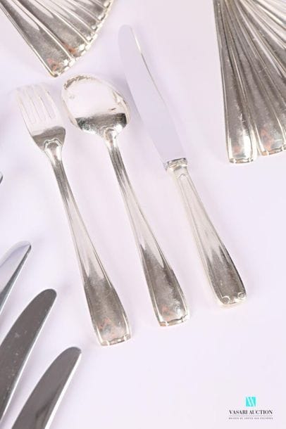 A suite of twelve silver plated metal dessert...