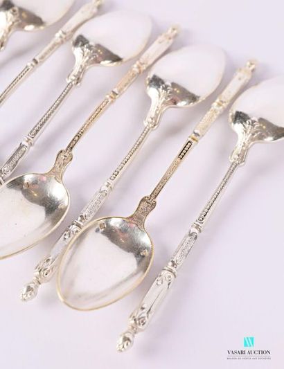 A suite of nine teaspoons in silver plated...