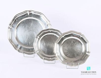 Dish and two mignardise plates in silver...