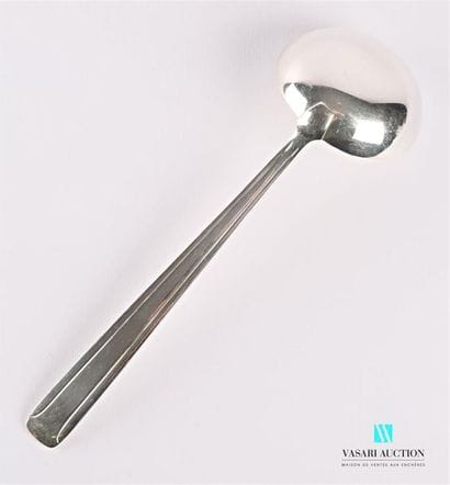 Silver plated metal ladle, the handle is...