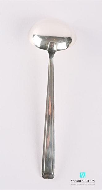 Silver plated metal ladle, the handle is...