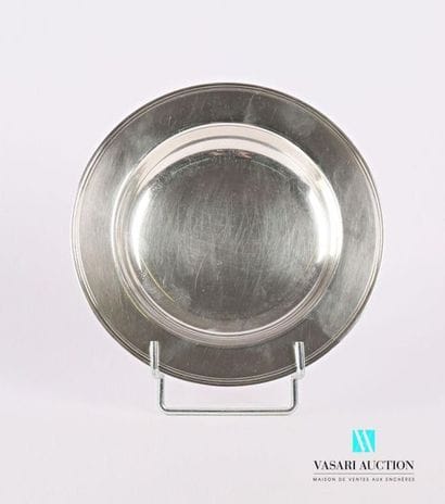 Round silver-plated metal porridge plate,...