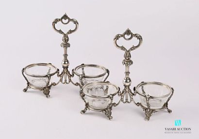 Pair of double salerons in silver plated...