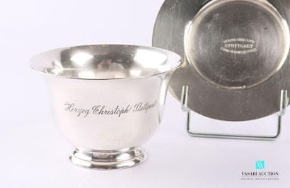 Chocolate cup and saucer in plain silver...