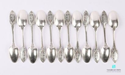 A suite of twelve silver teaspoons, the handle...