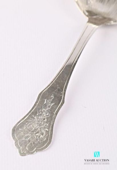 Cream spoon in silver, the handle with engraved...