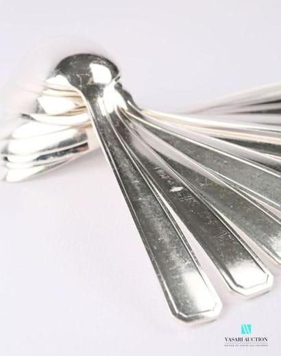 Suite of twelve silver plated metal dessert...