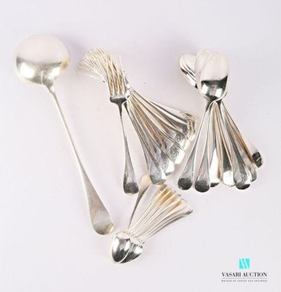 Silver-plated metal set, single-flat model,...