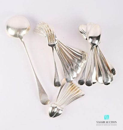 Silver-plated metal set, single-flat model,...