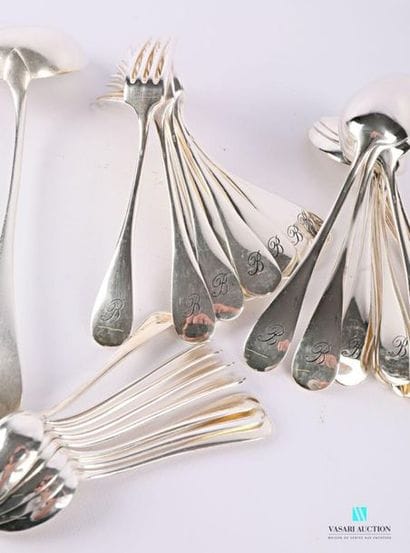 Silver-plated metal set, single-flat model,...
