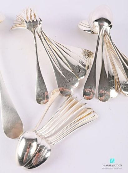 Silver-plated metal set, single-flat model,...