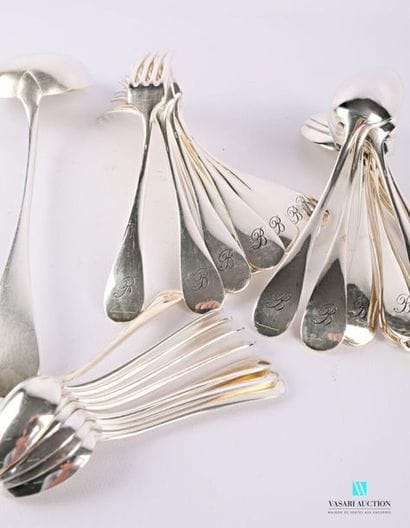 Silver-plated metal set, single-flat model,...