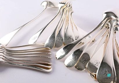 Silver-plated metal set, single-flat model,...