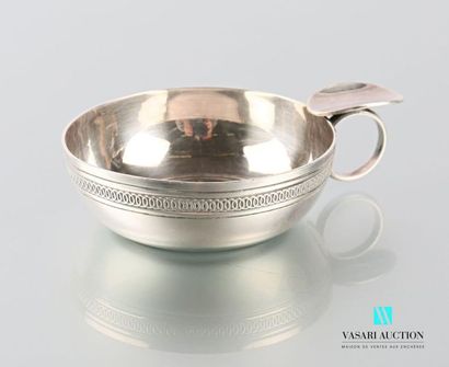 Tastevin in silvery metal, the basin decorated...