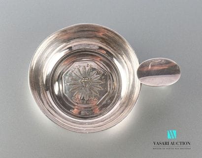 Tastevin in silvery metal, the basin decorated...