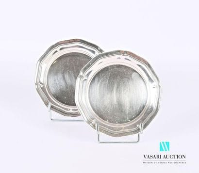 Pair of silver plated metal coasters, the...