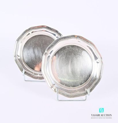Pair of silver plated metal coasters, the...