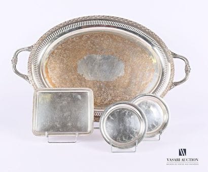Set in silver plated metal including an oval...