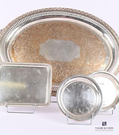 Set in silver plated metal including an oval...