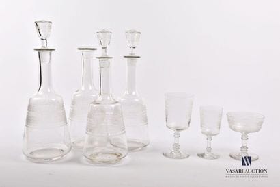 Serving part of crystal glasses decorated...