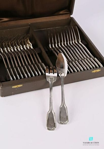 A suite of twelve silver plated metal fish...
