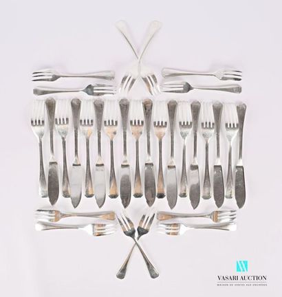 Suite of silver-plated metal cutlery model...