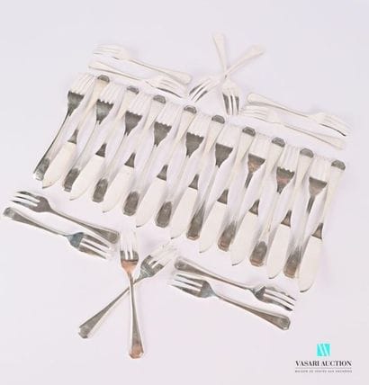Suite of silver-plated metal cutlery model...